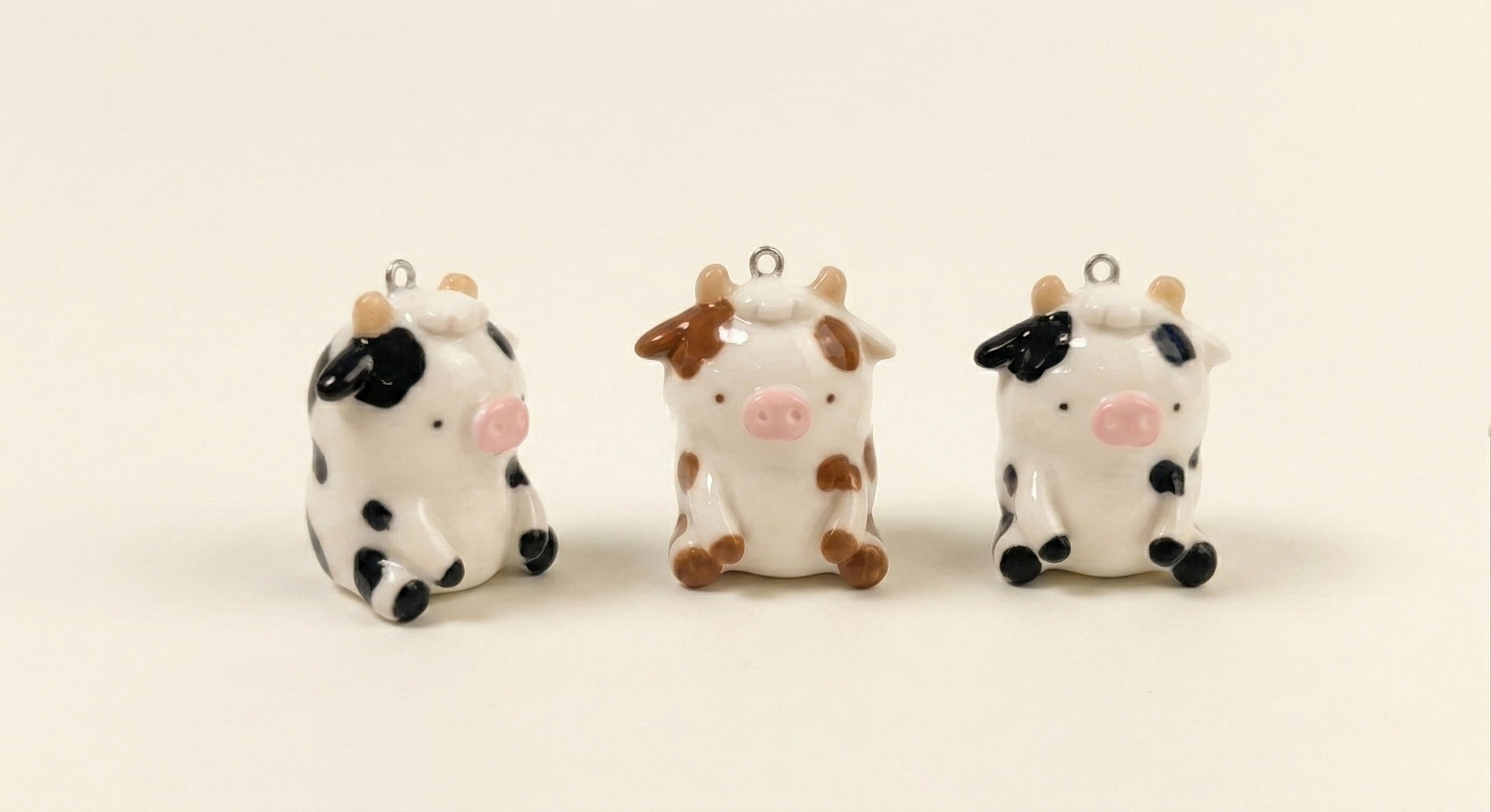 Handmade Cute Cow Charm Keychain