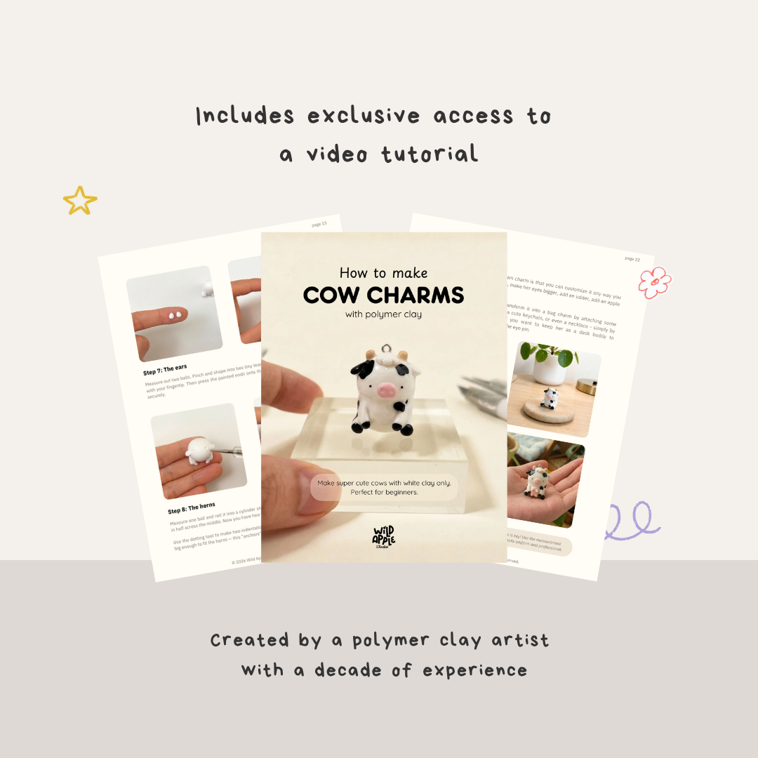 How To Make Cow Charms with Polymer Clay - Tutorial PDF Guide