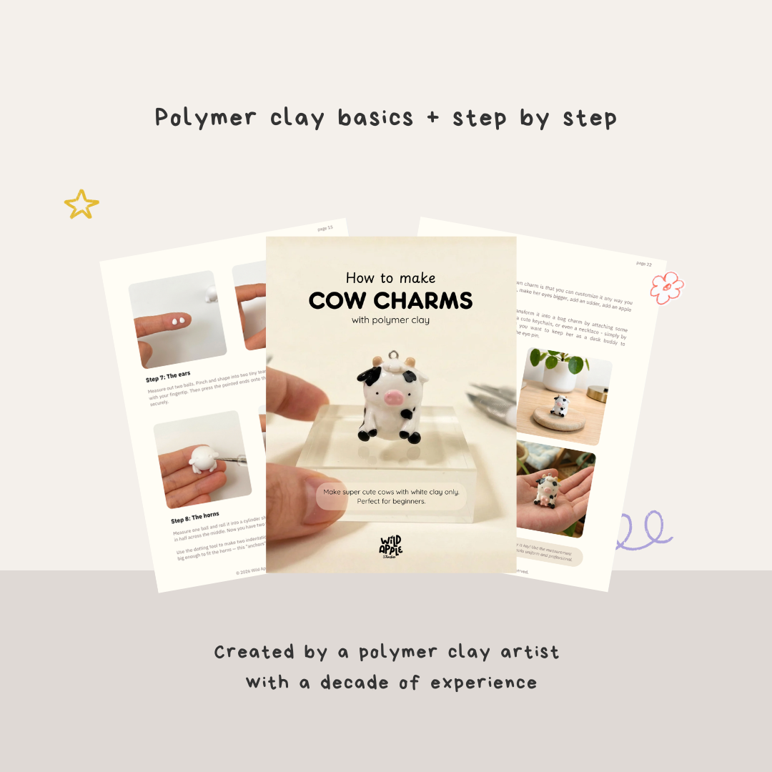 How To Make Charms with Polymer Clay - Cow Charm Tutorial PDF Guide