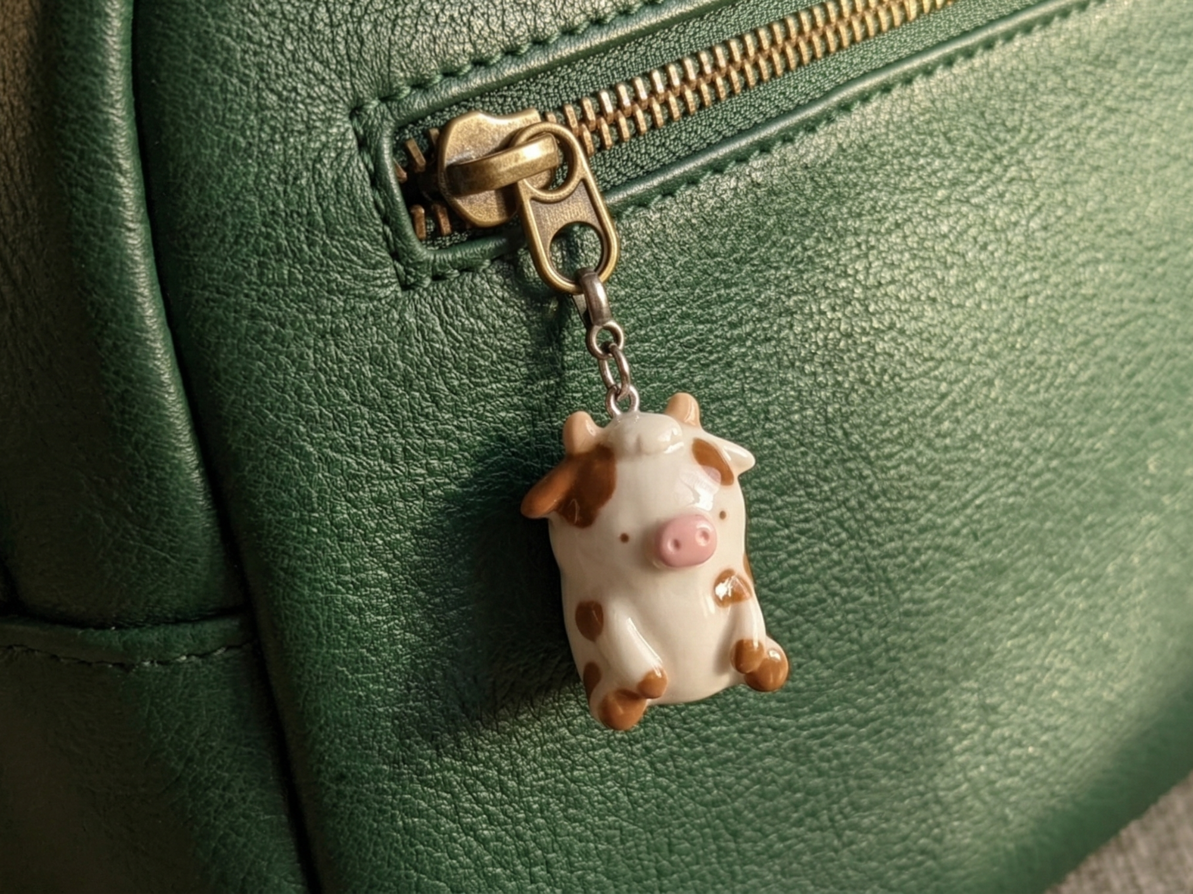 Handmade Cute Cow Charm Keychain